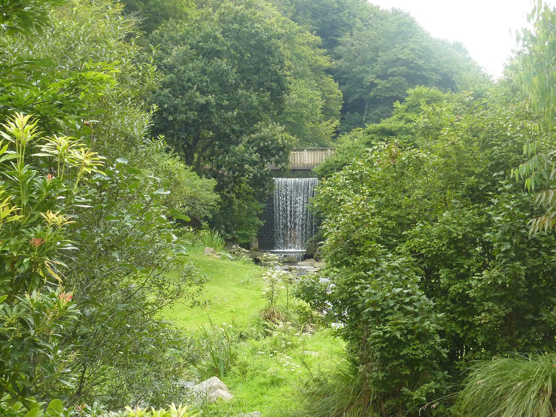 Le vallon du Stang-Alar à Brest, boisé de part et d'autre de sa cascade